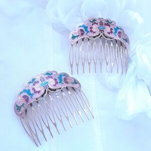 Clissone Floral Enamel Hair Comb Set